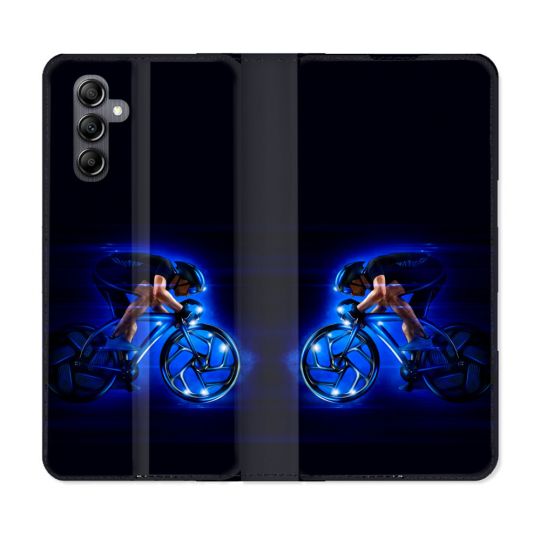 Housse Cuir Portefeuille Pour Samsung Galaxy A05S Sport Cyclisme Bleu