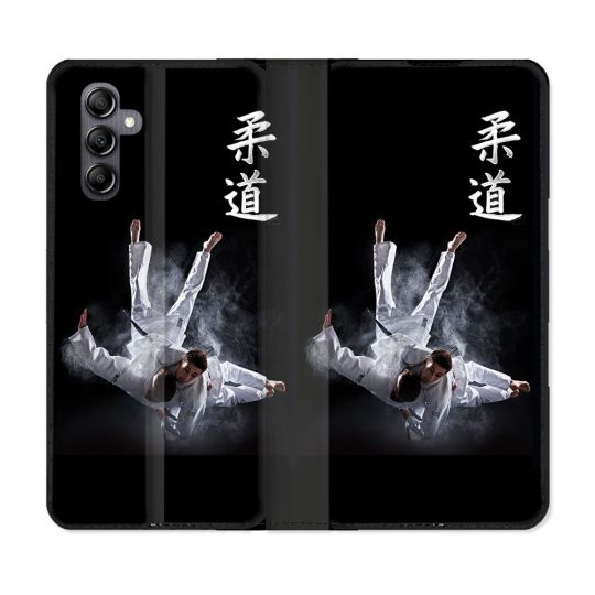 Housse Cuir Portefeuille Pour Samsung Galaxy A05S Sport Judo Noir