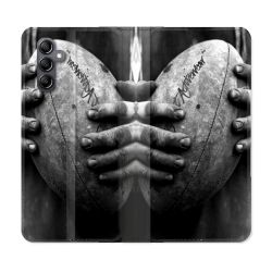Housse Cuir Portefeuille Pour Samsung Galaxy A05S Sport Rugby Ballon Vintage