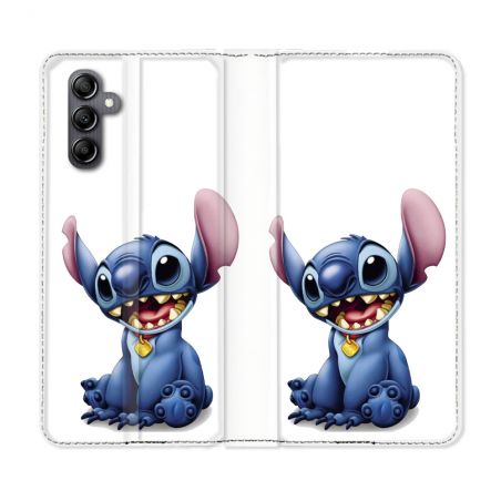 Housse Cuir Portefeuille Pour Samsung Galaxy A05S Stitch Blanc