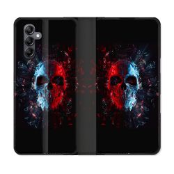 Housse Cuir Portefeuille Pour Samsung Galaxy A05S Tete de Mort Deflagration