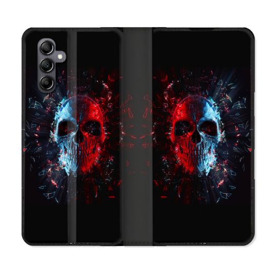 Housse Cuir Portefeuille Pour Samsung Galaxy A05S Tete de Mort Deflagration