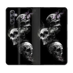 Housse Cuir Portefeuille Pour Samsung Galaxy A05S Tete de Mort Triple