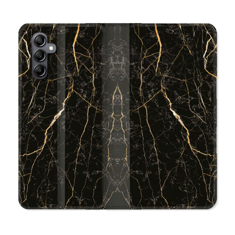 Housse Cuir Portefeuille Pour Samsung Galaxy A05S Texture Marbre Noir