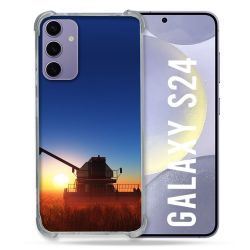 Coque Renforcée En Verre Trempé Pour Samsung Galaxy S24 Agriculture Moissonneuse Soleil