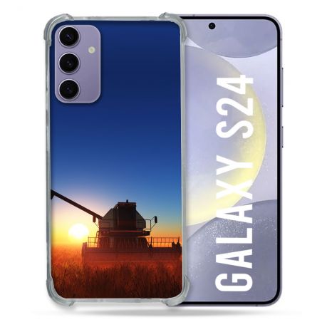 Coque Renforcée En Verre Trempé Pour Samsung Galaxy S24 Agriculture Moissonneuse Soleil