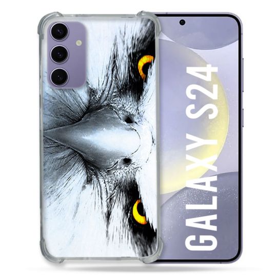 Coque Renforcée En Verre Trempé Pour Samsung Galaxy S24 Animal Aigle Royal Blanc