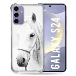 Coque Renforcée En Verre Trempé Pour Samsung Galaxy S24 Animal Cheval Cristal