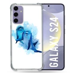 Coque Renforcée En Verre Trempé Pour Samsung Galaxy S24 Animal Dauphin Duo