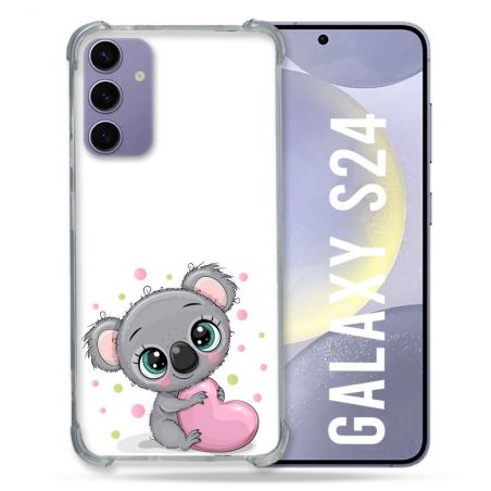 Coque Renforcée En Verre Trempé Pour Samsung Galaxy S24 Animal Koala Cœur