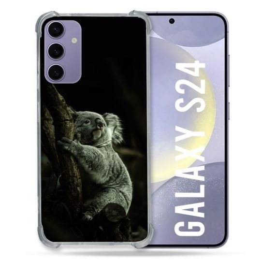Coque Renforcée En Verre Trempé Pour Samsung Galaxy S24 Animal Koala Noir