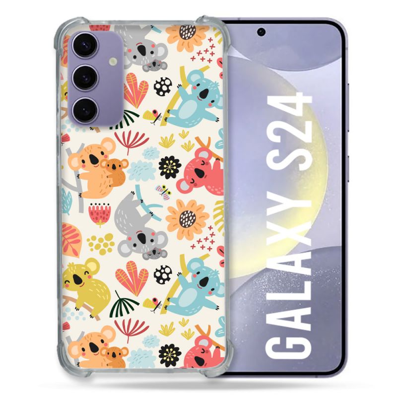Coque Renforcée En Verre Trempé Pour Samsung Galaxy S24 Animal Koala Pattern