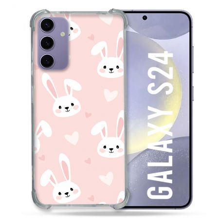 Coque Renforcée En Verre Trempé Pour Samsung Galaxy S24 Animal Lapin Rose