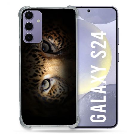 Coque Renforcée En Verre Trempé Pour Samsung Galaxy S24 Animal Leopard Yeux