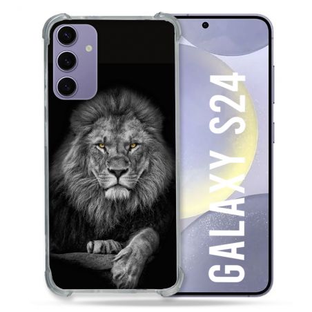 Coque Renforcée En Verre Trempé Pour Samsung Galaxy S24 Animal Lion Majestueux