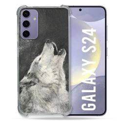 Coque Renforcée En Verre Trempé Pour Samsung Galaxy S24 Animal Loup Hurlement
