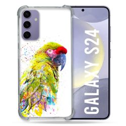 Coque Renforcée En Verre Trempé Pour Samsung Galaxy S24 Animal Perroquet Jaune