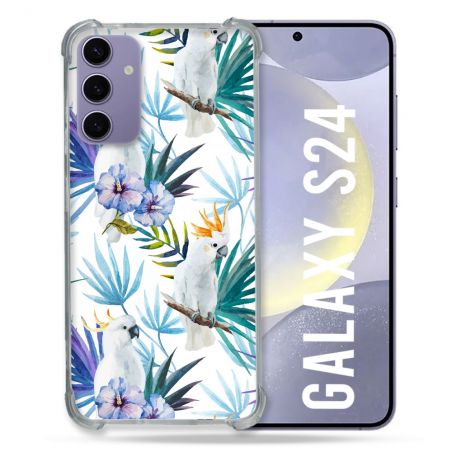 Coque Renforcée En Verre Trempé Pour Samsung Galaxy S24 Animal Perroquet Peinture
