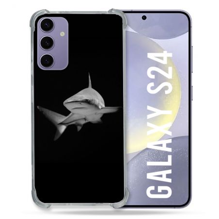 Coque Renforcée En Verre Trempé Pour Samsung Galaxy S24 Animal Requin Sombre