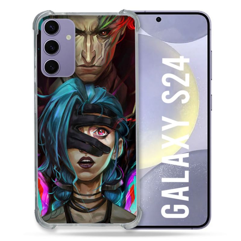 Coque Renforcée En Verre Trempé Pour Samsung Galaxy S24 Arcane Jynx Bleu