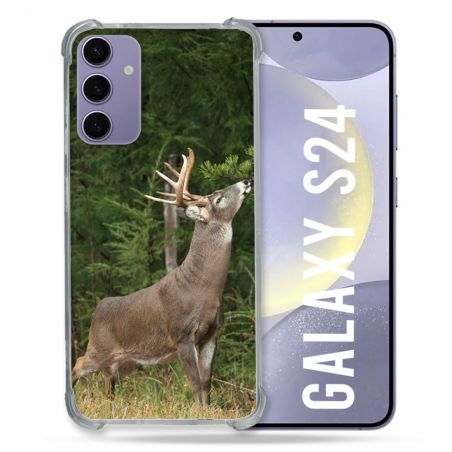Coque Renforcée En Verre Trempé Pour Samsung Galaxy S24 Chasse Cerf