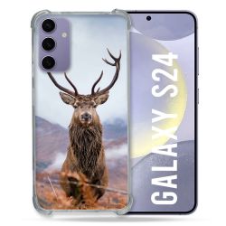 Coque Renforcée En Verre Trempé Pour Samsung Galaxy S24 Chasse Chevreuil Montagne