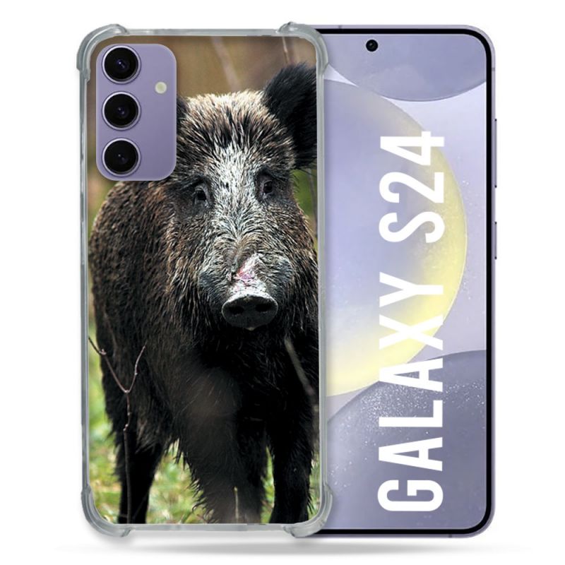 Coque Renforcée En Verre Trempé Pour Samsung Galaxy S24 Chasse Sanglier bois