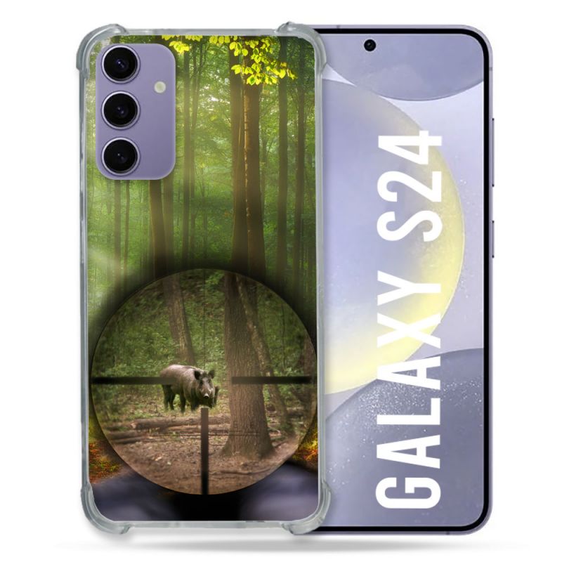 Coque Renforcée En Verre Trempé Pour Samsung Galaxy S24 Chasse Sanglier Viseur