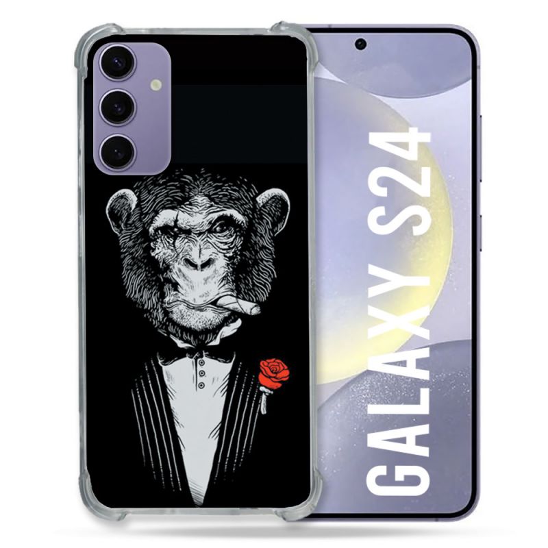 Coque Renforcée En Verre Trempé Pour Samsung Galaxy S24 Decale Singe Mafia
