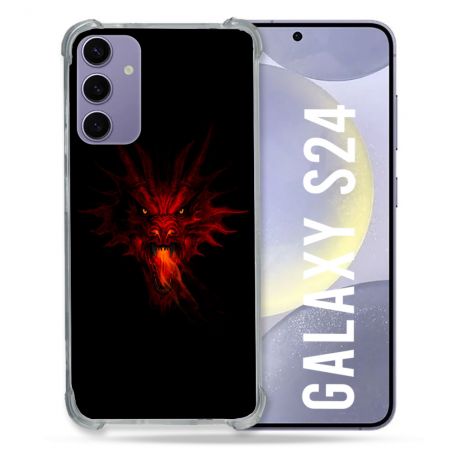 Coque Renforcée En Verre Trempé Pour Samsung Galaxy S24 Fantastique Dragon Feu