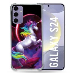 Coque Renforcée En Verre Trempé Pour Samsung Galaxy S24 Fantastique Licorne Arc en ciel