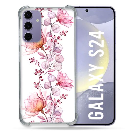 Coque Renforcée En Verre Trempé Pour Samsung Galaxy S24 Fleur Eclosion