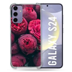 Coque Renforcée En Verre Trempé Pour Samsung Galaxy S24 Fleur Pivoine