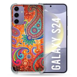 Coque Renforcée En Verre Trempé Pour Samsung Galaxy S24 Fleur Psychedelic
