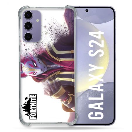Coque Renforcée En Verre Trempé Pour Samsung Galaxy S24 Fortnite Blanc