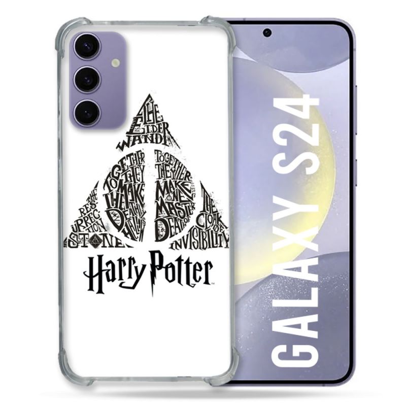 Coque Renforcée En Verre Trempé Pour Samsung Galaxy S24 Harry Potter Hollows triangle Blanc