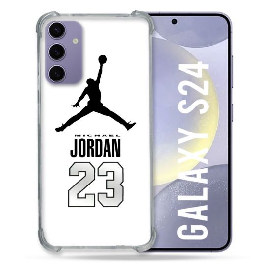 Coque Renforcée En Verre Trempé Pour Samsung Galaxy S24 Jordan 23 Blanc