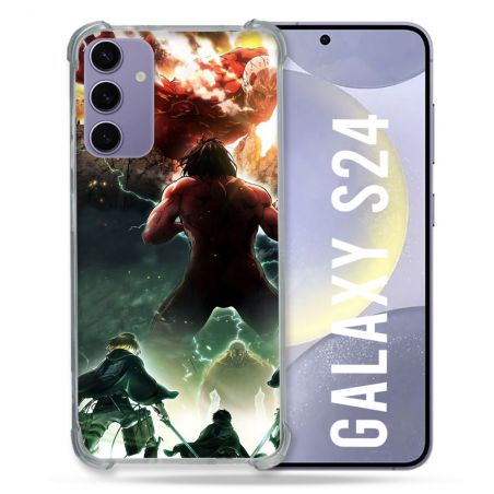 Coque Renforcée En Verre Trempé Pour Samsung Galaxy S24 Manga Attaque Titans Combat