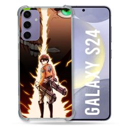 Coque Renforcée En Verre Trempé Pour Samsung Galaxy S24 Manga Attaque Titans Eren Eclair