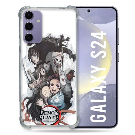 Coque Renforcée En Verre Trempé Pour Samsung Galaxy S24 Manga Demon Slayer Blanc