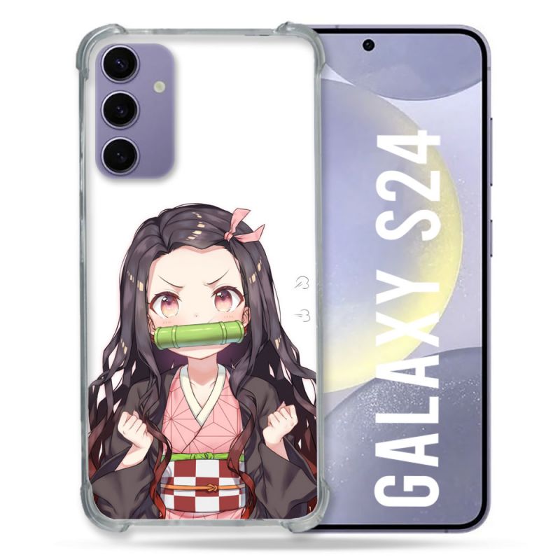 Coque Renforcée En Verre Trempé Pour Samsung Galaxy S24 Manga Demon Slayer Nezuko