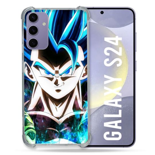 Coque Renforcée En Verre Trempé Pour Samsung Galaxy S24 Manga Dragon Ball Gogeta Visage