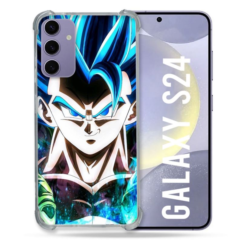 Coque Renforcée En Verre Trempé Pour Samsung Galaxy S24 Manga Dragon Ball Gogeta Visage
