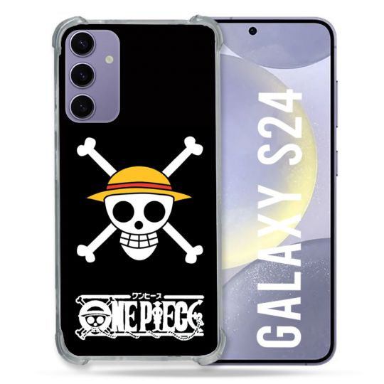 Coque Renforcée En Verre Trempé Pour Samsung Galaxy S24 Manga One Piece Tete de Mort