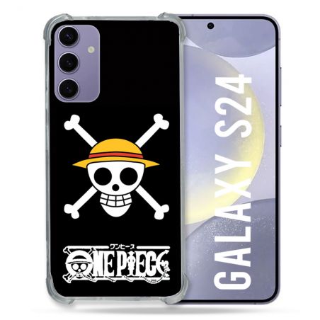 Coque Renforcée En Verre Trempé Pour Samsung Galaxy S24 Manga One Piece Tete de Mort