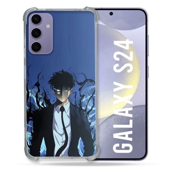 Coque Renforcée En Verre Trempé Pour Samsung Galaxy S24 Manga Solo Leveling Sung Bleu