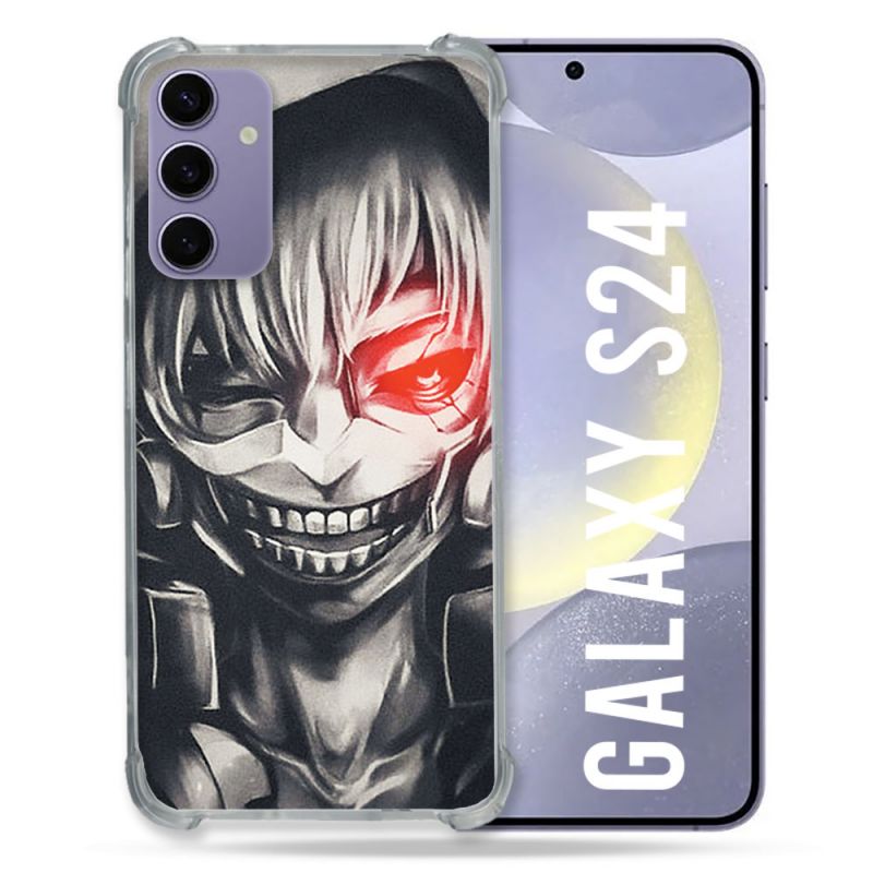 Coque Renforcée En Verre Trempé Pour Samsung Galaxy S24 Manga Tokyo Ghoul Kaneki Noir
