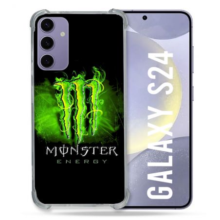 Coque Renforcée En Verre Trempé Pour Samsung Galaxy S24 Monster Energy Vert