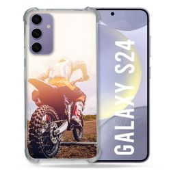 Coque Renforcée En Verre Trempé Pour Samsung Galaxy S24 Moto Cross Soleil