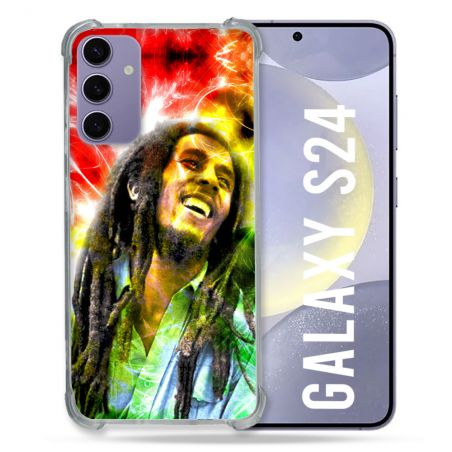 Coque Renforcée En Verre Trempé Pour Samsung Galaxy S24 Musique Bob Marley Color
